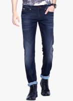 Rookies Blue Mid Rise Slim Fit Jeans