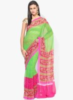 Satrang Green Printed Georgette Saree