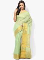 Satrang Green Solid Polyester Cotton Saree Satrang Green Solid Polyester Cotton Saree