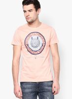 Smiley Peach Round Neck T-Shirt