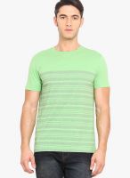 Smokestack Green Striped Round Neck T-Shirts