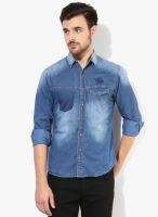 Spykar Blue Regular Fit Denim Shirt