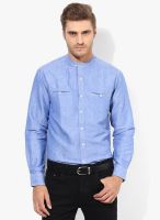 Spykar Blue Solid Regular Fit Casual Shirt