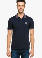 Status Quo Navy Blue Solid Polo T-Shirts