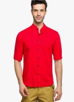 Status Quo Red Regular Fit Casual Shirt