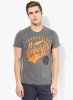 Superdry Grey Printed Round Neck T-Shirt