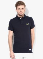 Superdry Navy Blue Colored Solid Polo T-Shirt
