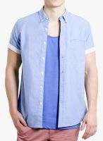 TOPMAN Light Blue Solid Regular Fit Casual Shirt
