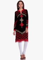 Tab91 Black Embroidered Kurti