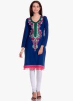 Tab91 Blue Embroidered Kurti