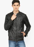 Teakwood Solid Black Leather Jacket
