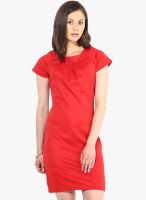 The Vanca Red Colored Solid Bodycon Dress