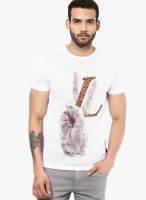 Tiktauli De Corps. White Printed Round Neck T-Shirts