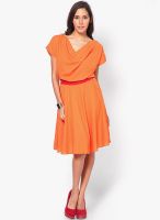 Tops And Tunics Orange Colored Solid Skater Dress