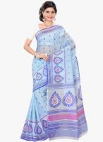 Triveni Sarees Aqua Blue Printed Saree