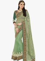 Triveni Sarees Green Embroidered Saree