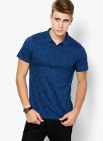 United Colors of Benetton Blue Printed Polo T-Shirts