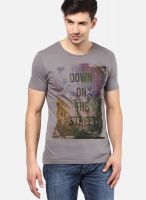 United Colors of Benetton Grey Solid Round Neck T-Shirts