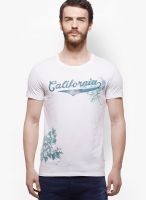 United Colors of Benetton Off White Solid Round Neck T-Shirts