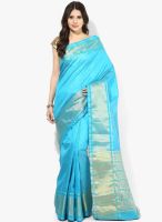 Urban Vastra Blue Embroidered Silk Blend Saree