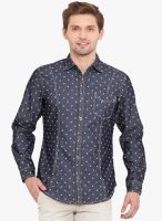 Western Vivid Grey Printed Slim Fit Casual Shirt