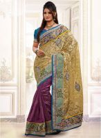 Xclusive Chhabra Beige Embroidered Saree