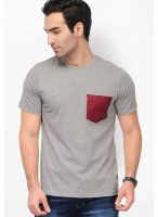 Yepme Grey Solid Round Neck T-Shirts
