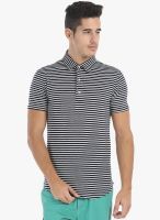 Zobello Navy Blue Striped Polo T-Shirt