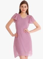 109F Purple Striped Shift Dress