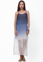 @499 Blue Colored Solid Maxi Dress