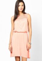 AND Peach Colored Solid Shift Dress