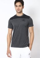 Adidas Dark Grey Printed Round Neck T-Shirts