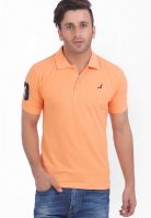 American Crew Peach Solid Polo T-Shirts
