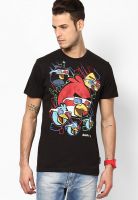 Angry Birds Black Printed Round Neck T-Shirts