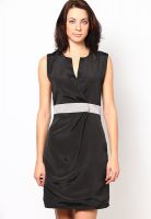 Athena Black Colored Solid Shift Dress
