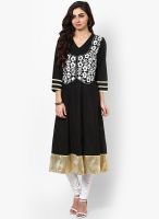 Aum Black Embroidered Anarkali