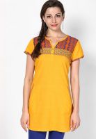 Aurelia Orange Solid Kurtis