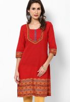 Aurelia Red Solid Kurtis