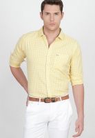 Basics Checks Yellow Casual Shirt