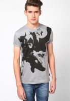 Batman Grey Printed Round Neck T-Shirts