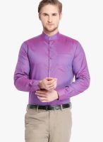 Black Coffee Purple Slim Fit Formal Shirt