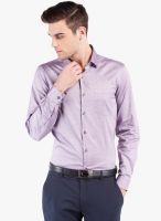 Black Coffee Purple Solid Slim Fit Formal Shirt