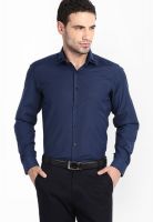 Black Coffee Solid Navy Blue Formal Shirt