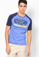 Bossini Blue Solid Round Neck T-Shirts