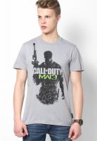 Call Of Duty Grey Printed Round Neck T-Shirts