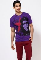 Che Guevara Purple Printed Round Neck T-Shirts