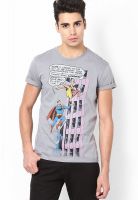 DC Comics Dark Grey Printed Round Neck T-Shirts