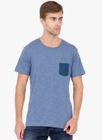 Elaborado Blue Solid Round Neck T-Shirt