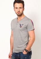 FREECULTR Light Grey Solid Henley T-Shirts