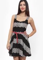 Faballey Black Colored Embroidered Shift Dress